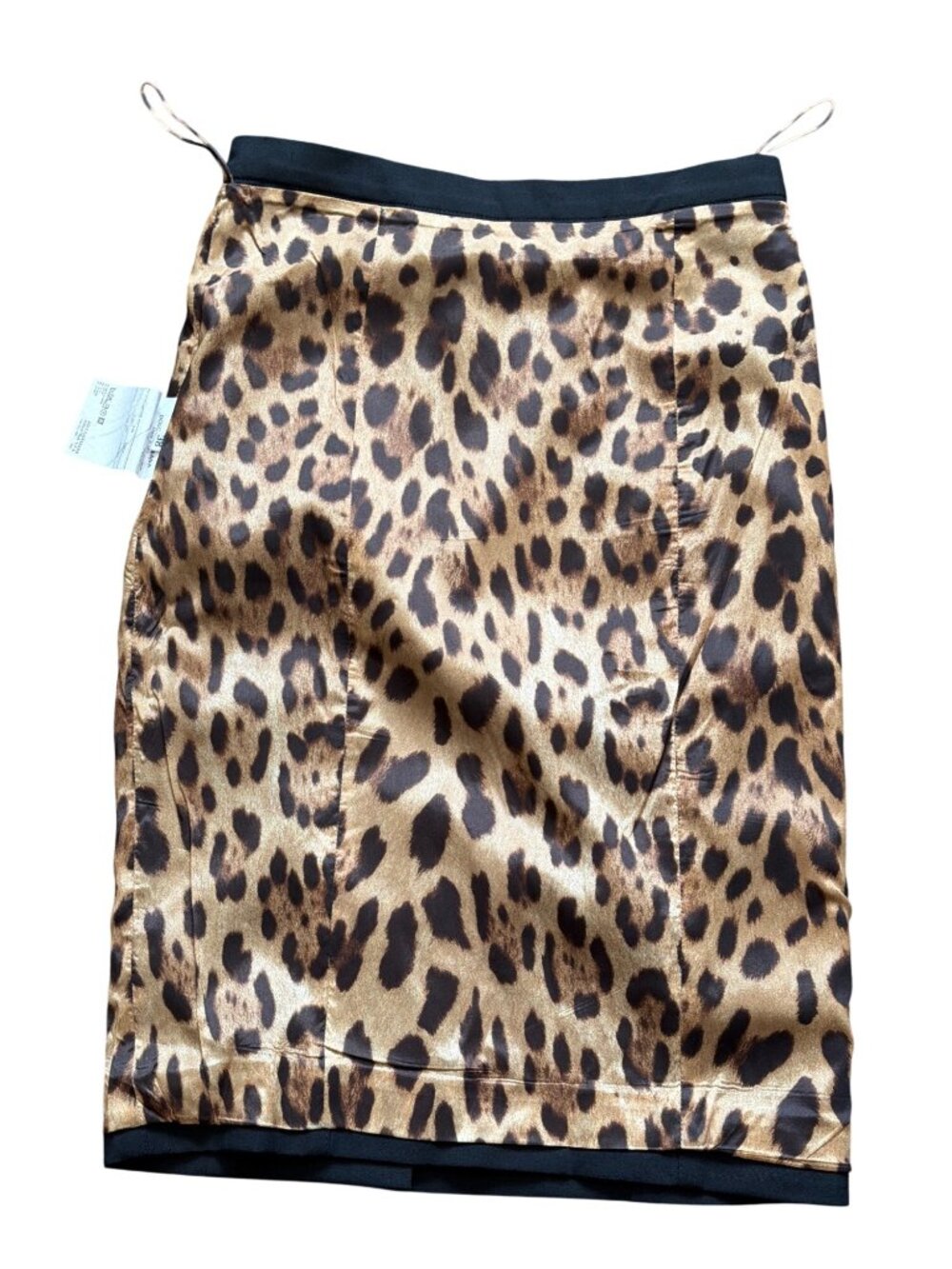 Vintage Dolce & Gabbana Black Wool Knee Length Skirt Leopard Lining Sz IT38 - Picture 4 of 16